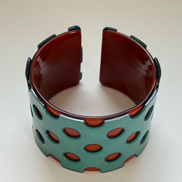 SIGNED Designer Double Layer Lucite Cuff Bracelet - Picture 1 of 7
